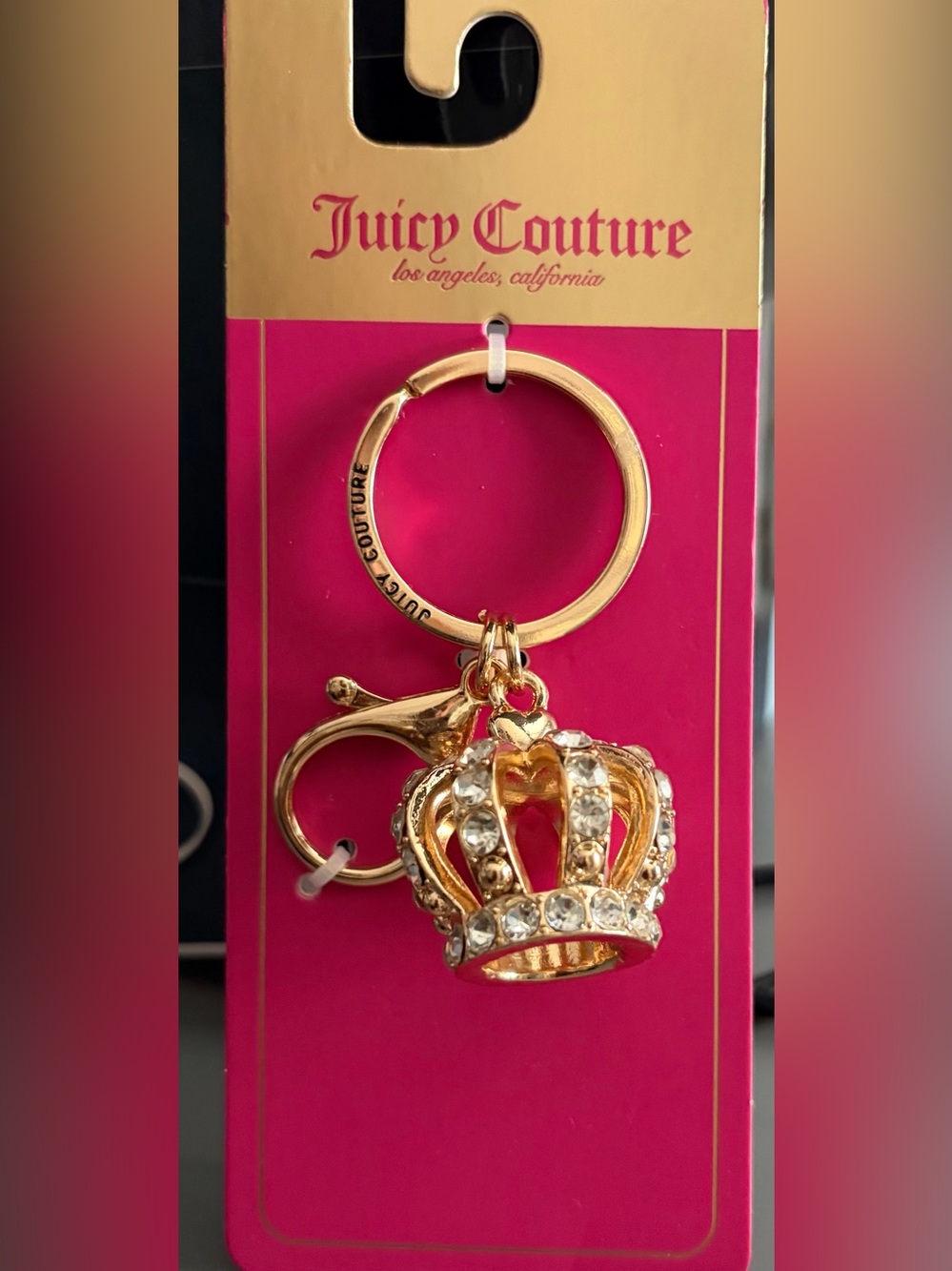 Juicy Couture Gold-Tone Crystal Crown Keyring
